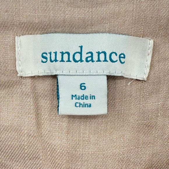 Sundance The Villa Wide Leg Crop Button Fly Linen Tencel Blend Pant Tan Women 6 - Picture 3 of 5